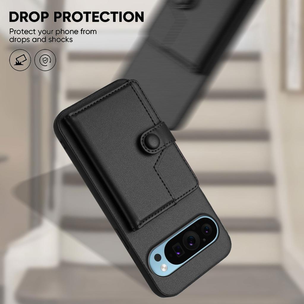 For Google Pixel 9 Case RFID Blocking Card Holder Kickstand TPU + PU Leather Phone Back Cover