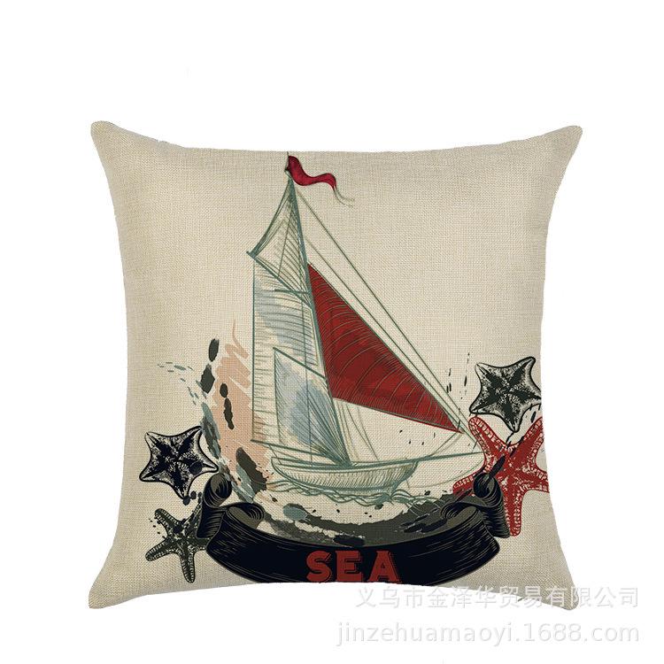 Sailing Marine Element Polyester Pillowcase Sofa Cushion Waist Pillowcase Home