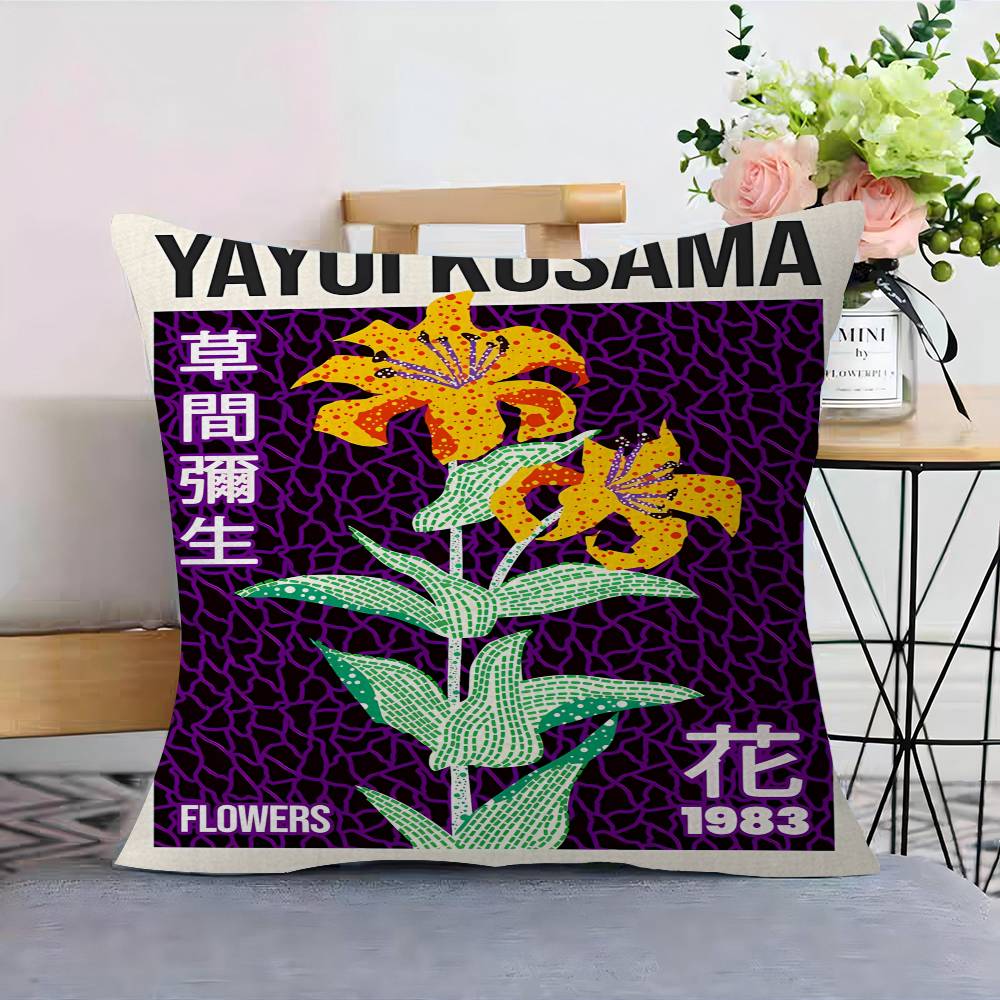 KKusamas YYayoi Art Cushion Cover Polyester Sofa Cushions Decorative Throw Pillows Home Decoration Pillowcover