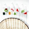 6pcs Christmas Glass Straws Set with Brush Reusable Glass Straw Suitable for Milkshakes Juices Coffee Kitchen Bar Accessories