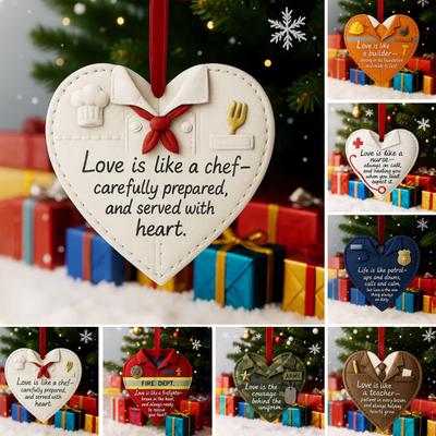 Heart Shaped Christmas Ornament 2D Acrylic Car Rear View Mirror Charm Love Is Like