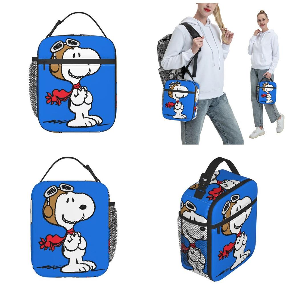 Snoopys The Flying Ace Insulated Lunch Bag Leakproof ACE Pilot Reusable Cooler Bag Tote Lunch Box Work Outdoor Men Women