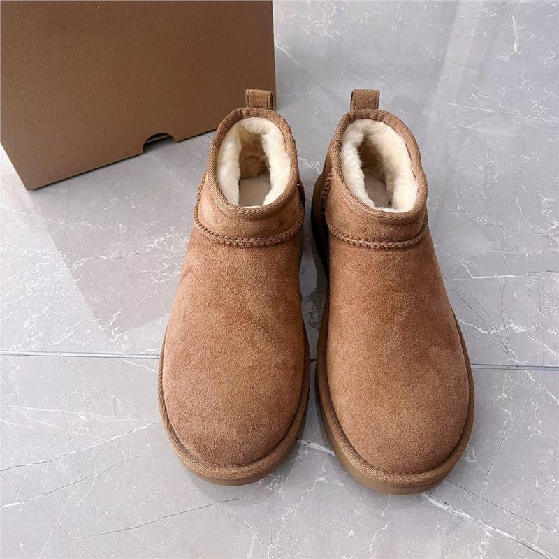 Womens Short Snow Boots Winter Faux Fur Lined Flat Sole Warm Cotton Ankle Boot Indoor Floor Use