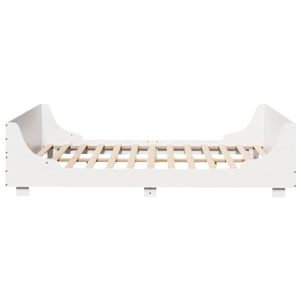 Solid Wood Bed Frame without Mattress White 120 x 190 cm Pine Wood