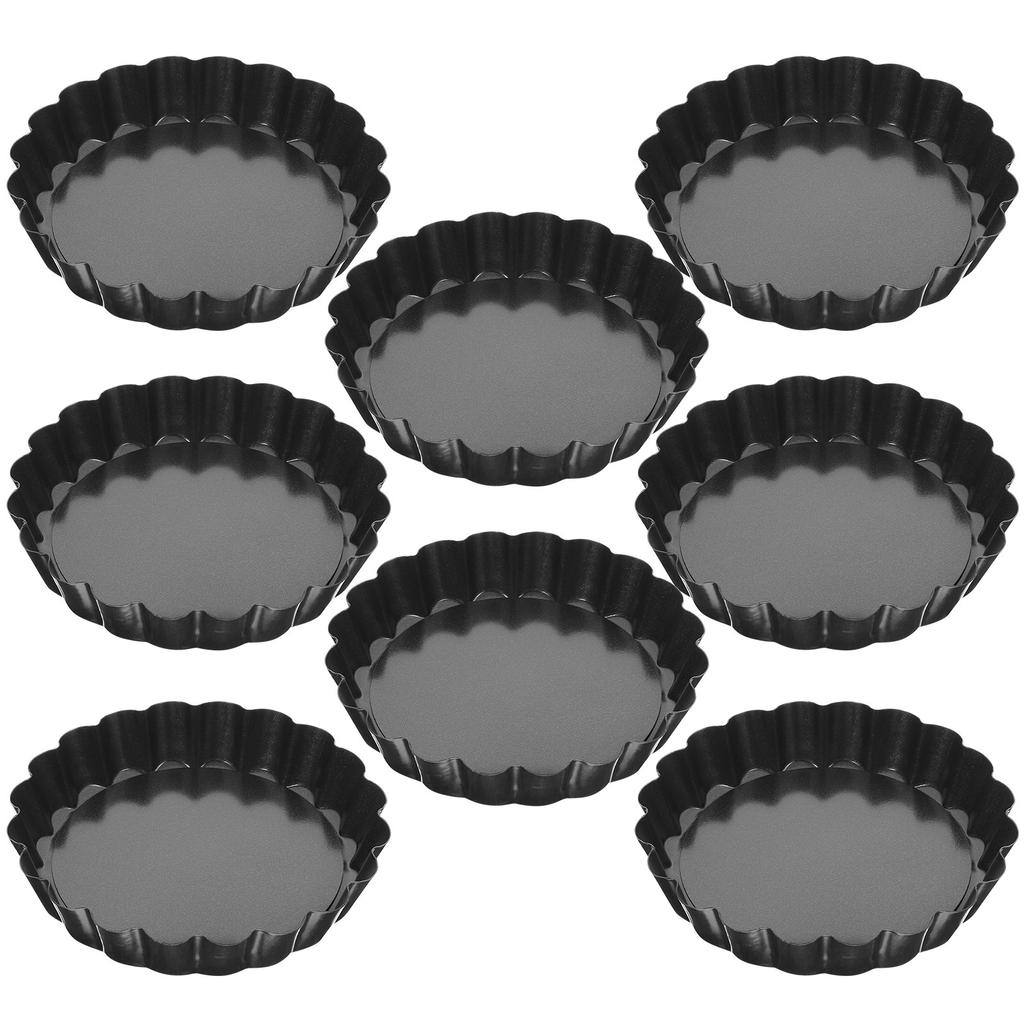 8Pcs Mini Tart Pans with Removable Bottom Egg Tart Mold Baking Pan High Conductivity Carbon Steel for Pudding Fruit Chocolate