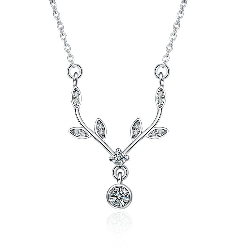 New Fashion 925 Sterling Silver Jewelry Round Zircon Pendants Necklaces Women Fine Semi Rhinestone Circle Clavicle Chain Choker