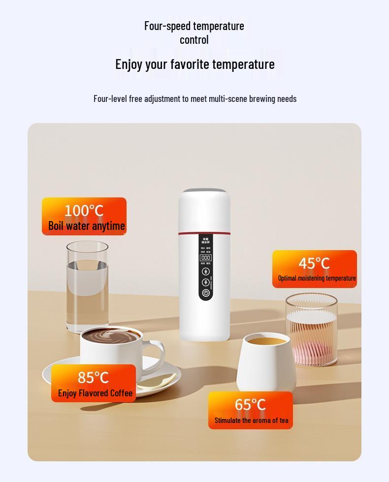 Dvounapěťová auto elektrická konvice: USB chytrý vyhřívaný izolační hrnek pro 12V/24V