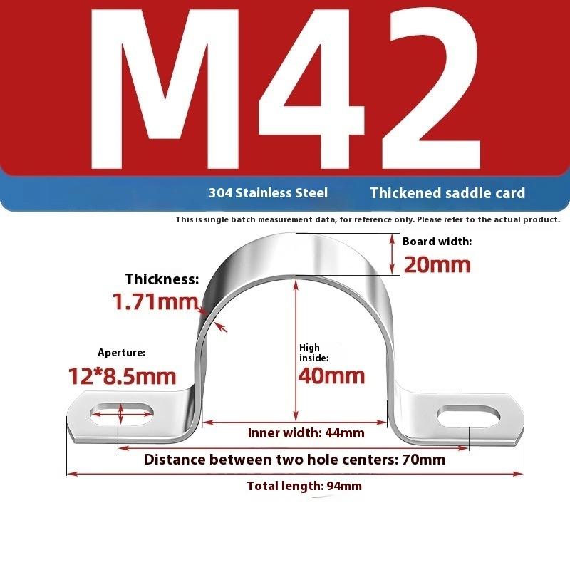 Zesílená U-třmenová sedlová svorka Nerezová ocel Koňský hřbet Drátěné hrdlo Obruč Klipy pro upevnění kabelů Použitelné pro potrubí OD 8-200 mm