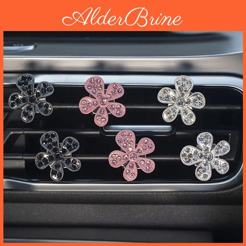 Perfume Air Car Outlet Clip Car Interior Decor Rhinestone Flower Car Air Outlet Aromatherapy Clip Accessories