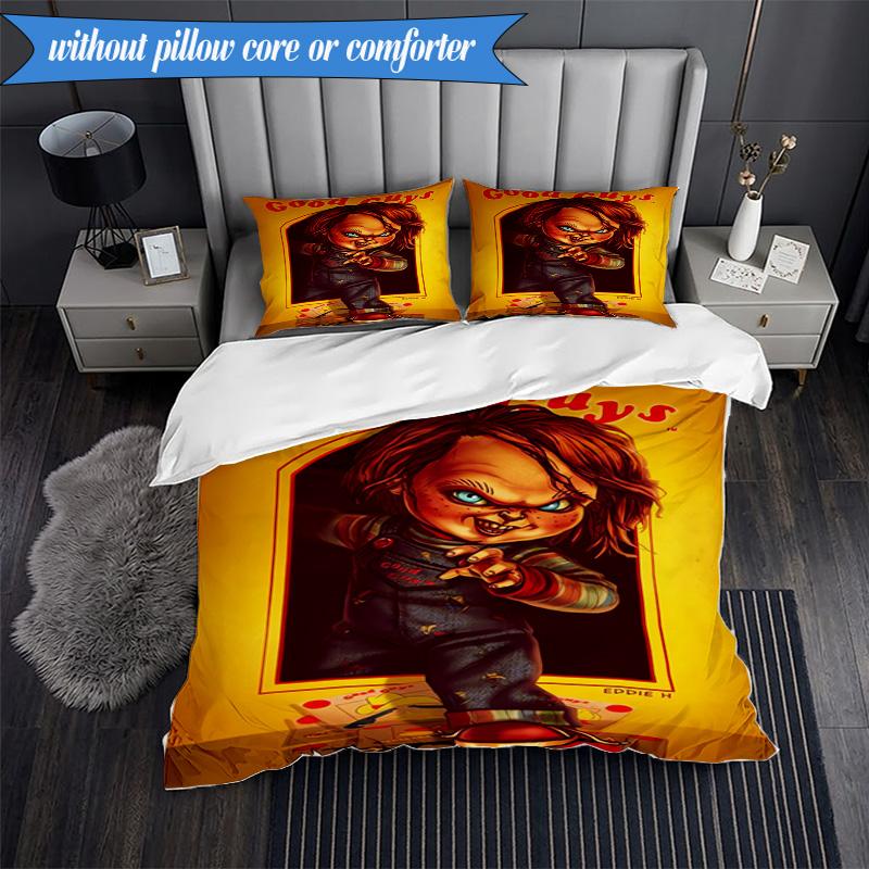 Chucky's Halloween Horror 3pcs K-pop Music Group Bedding set,Ideal for Bedroom, Dormitory,Including Duvet Cover And 2pcs Pillowcases,Fan Gifts