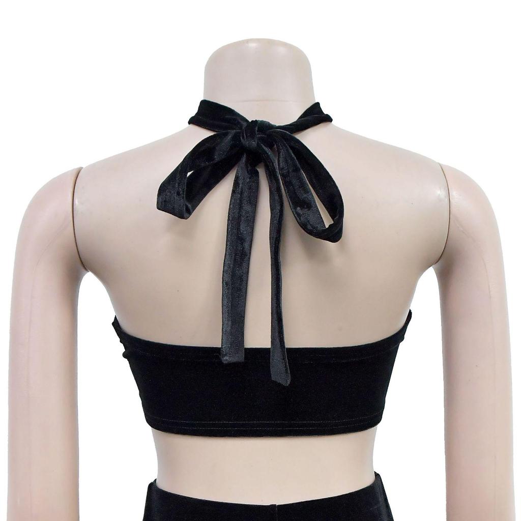 C7236 Women's Fashion Solid Color Strapless Long Pants Two-Piece Set