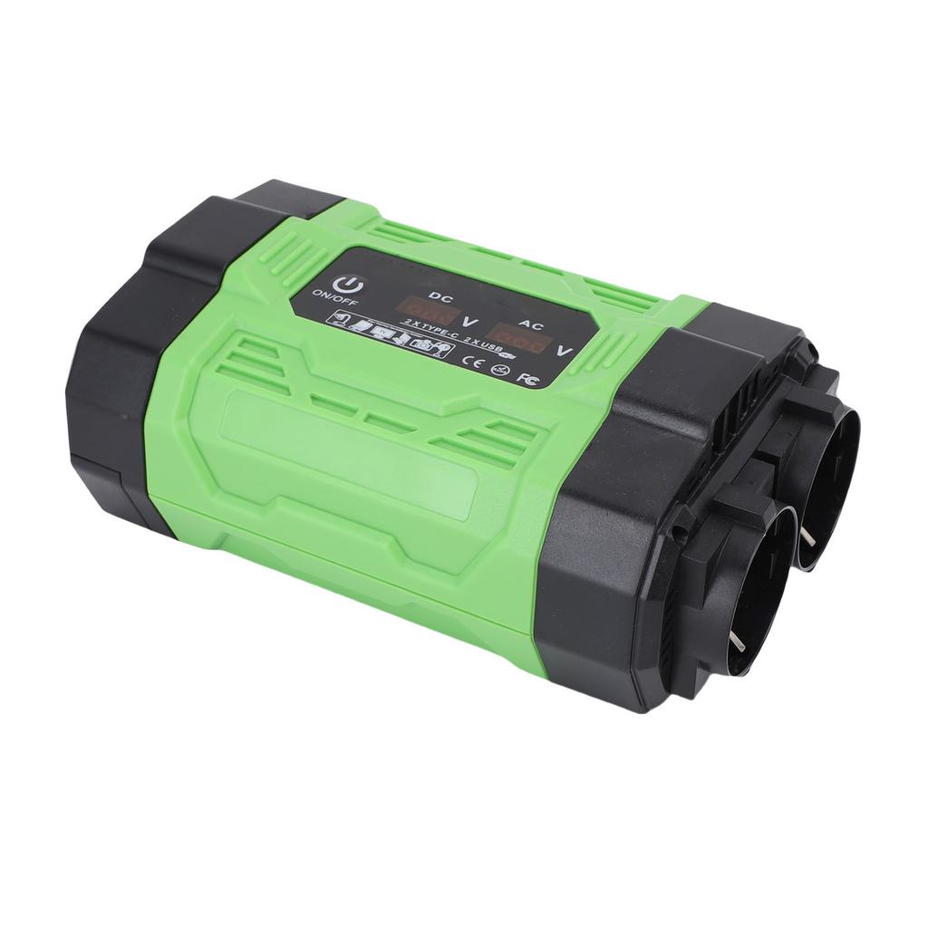 Vehicle Power Inverter 500W 12 to 220V 2 Prong Sockets USB and Type C Portable Power Converter