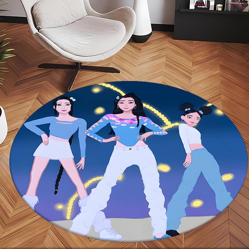 Huntrix (222) Round Office Rug Decorative Floor Rug for Office Bedroom Living Room and Home Space