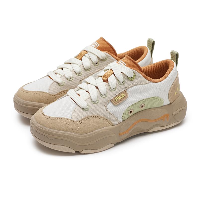 Fila Burger Fashion Versatile Trendy Casual Comfortable Low-Top Canvas Shoes Women Sneaker White Brown F12W532301FBB