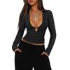 Herbst 2025 Y2K Tief V-Ausschnitt Cutout Sexy Slim Fit Langarm Strickpullover