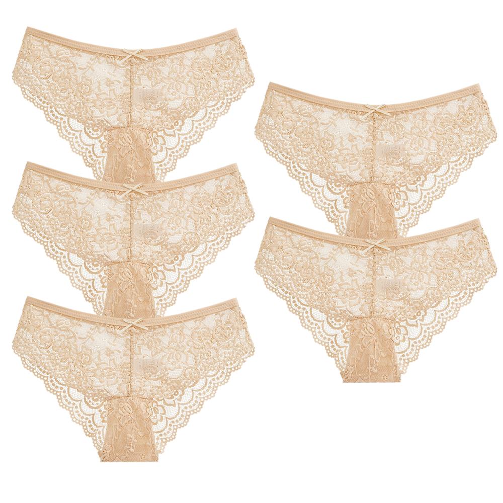 Damen Baumwollslips M-2XL Damen Patchwork Spitze Unterwäsche Sexy Hüftslips Damen Bequeme Unterhosen 5 Stück/Set