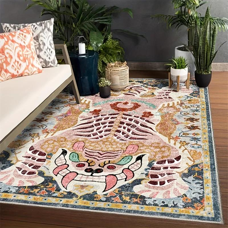 

Tibetan Tiger Carpet Persian-Style Bedroom Area Rug Mat Exotic National Pattern Holiday Rectangle Bath Winter Decoration Rug 40X60cm-16x24in