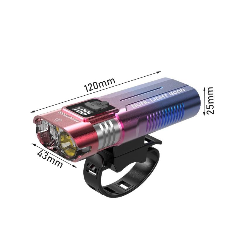 Bicycle Light Digital Battery Indicator Usb Rechargeable Bike Light Set With 1 Flashlight W Bike Light Strap + Type-C Charging