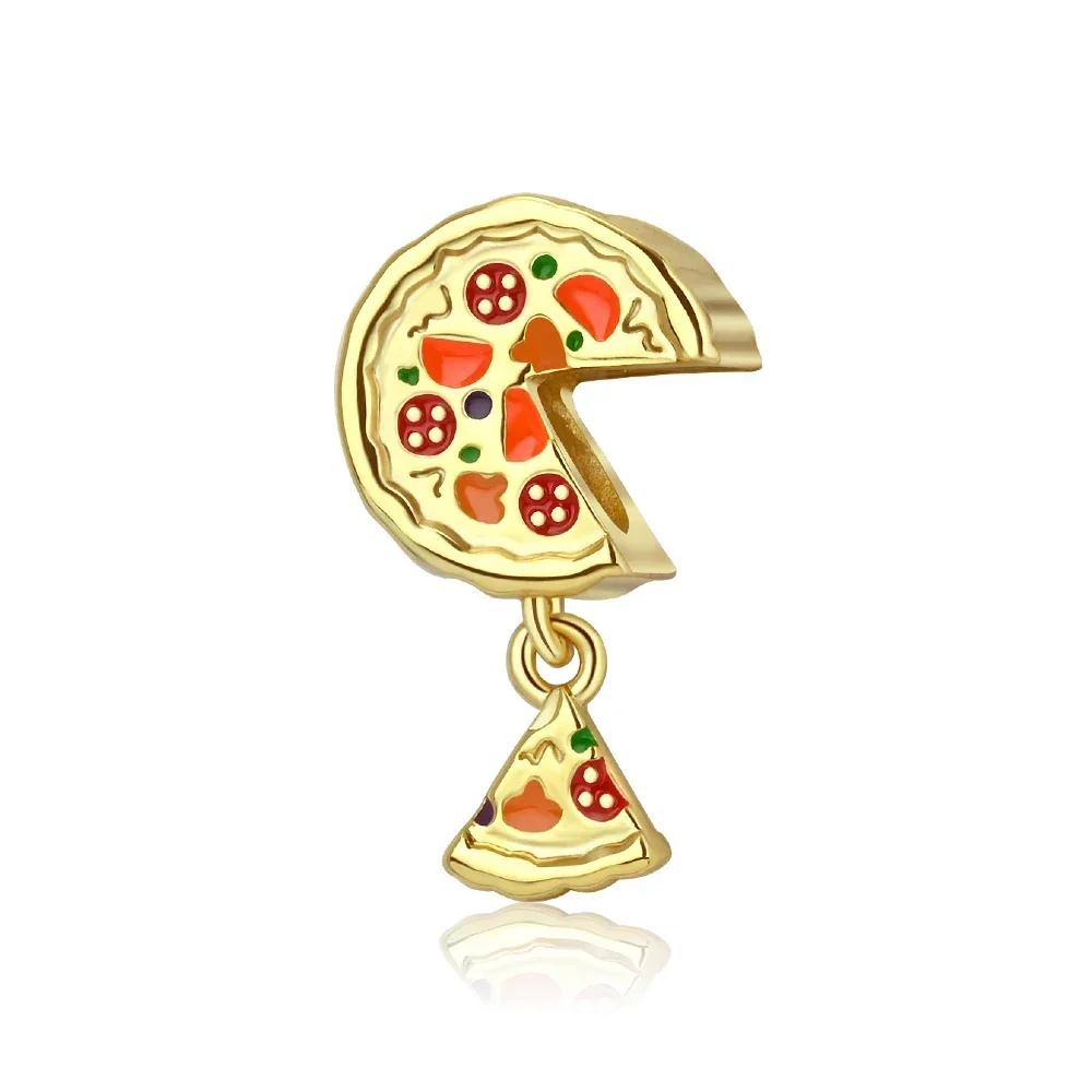Charm Bead Charms Copper French Fries Burger Pizza Collection Coffee Bread Threepiece Set for Women Diy Bracelets Necklaces Gift