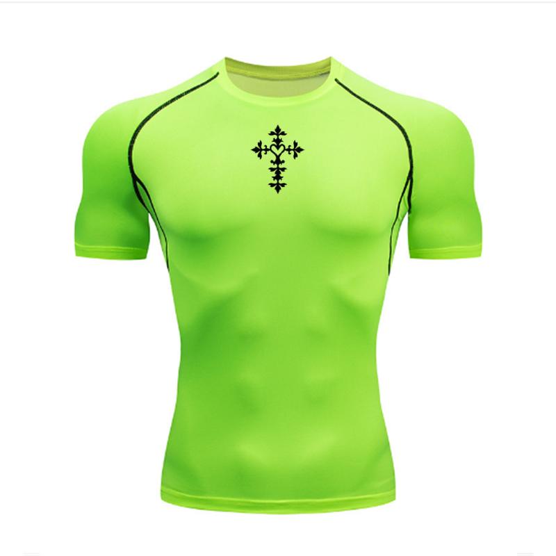 Summer Sweat-Absorbent Jogging Cycling Outdoor Men's Sports Compression T-shirt Gym Running Speed Drying Short Sleeved Casual Top