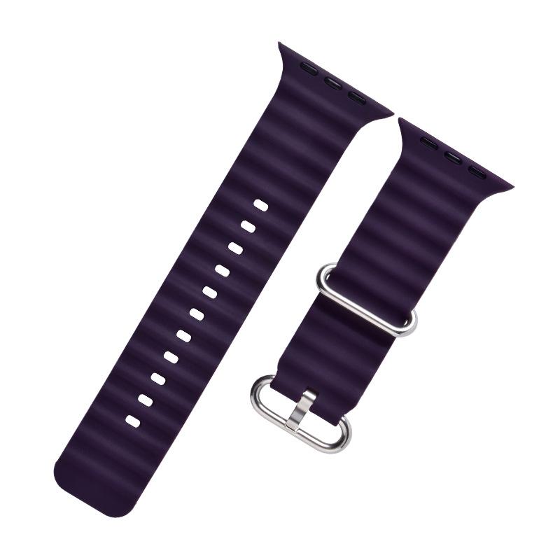 Ocean-Style Silicone Watch Band for Apple Watch: Waterproof with Double Buckle