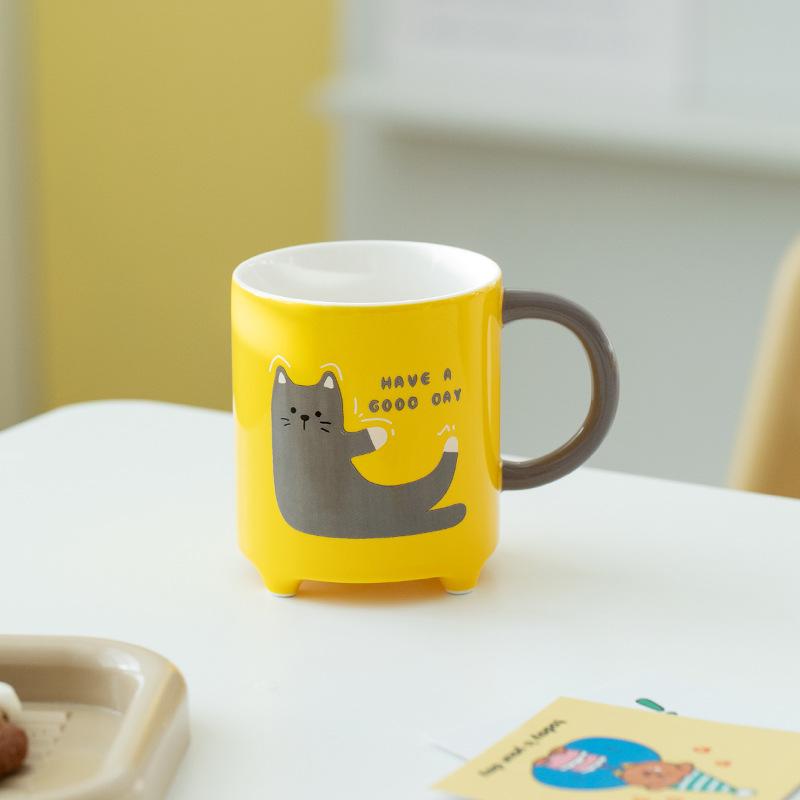 Cupa Ceramică Pisică Desene Animate Abstractă Cuplu Acasă Măgar pentru Lapte pentru Mic Dejun Birou Ceșcuță pentru Cafea pentru Ceaiul de După-Amiază