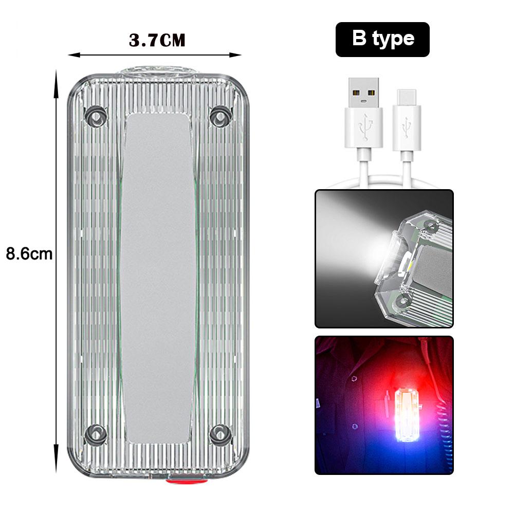 

Красный и синий светодиодный стробоскопический сигнальный фонарь, полицейский зажим для плеча, фонарик, уличный ходовой фонарь, USB перезаряжаемый защитный шлем, рабочая лампа