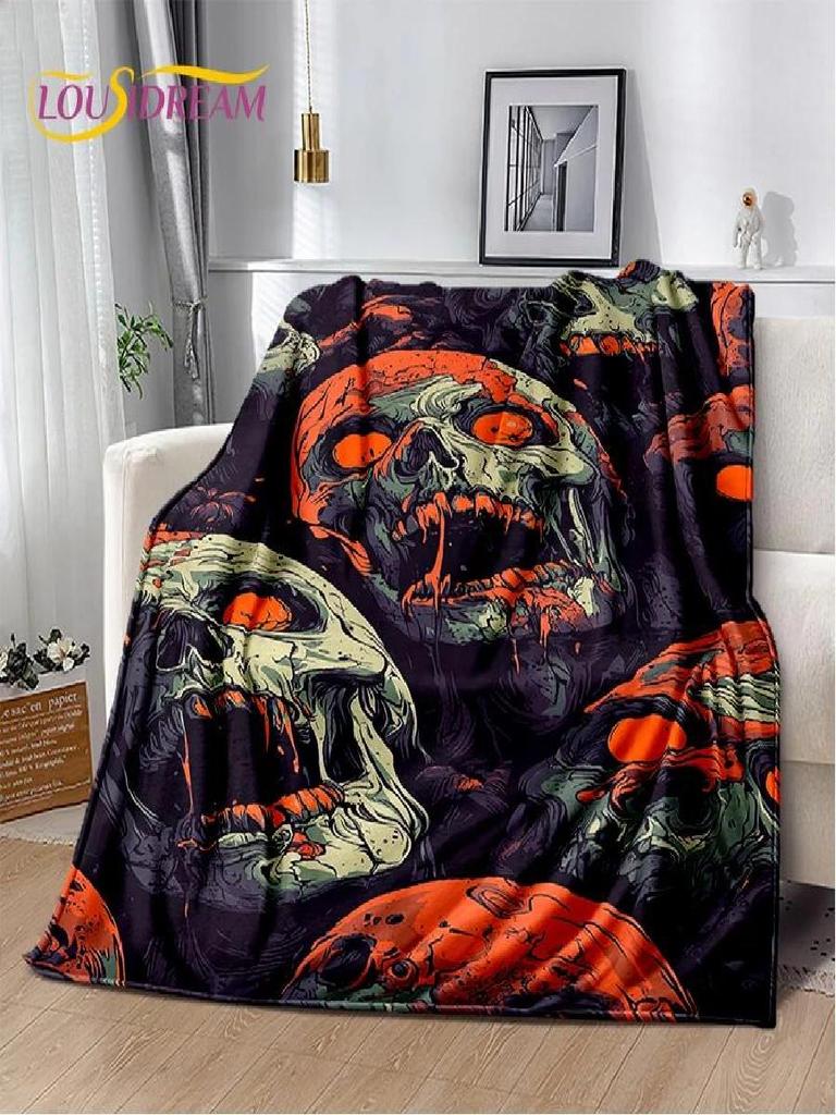 Stil Gothic Horror Charakter Totenkopf Geist Geist Weiche Decke für Zuhause Schlafzimmer Bett Sofa Picknick Reisen Perfektes Geschenk