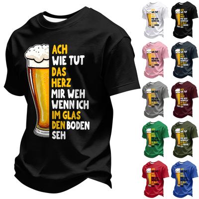 Men's Casual Short Sleeve Crew Neck T-Shirt Oktoberfest Beer Print Lightweight Comfortable Summer Tee for Everyday Wear