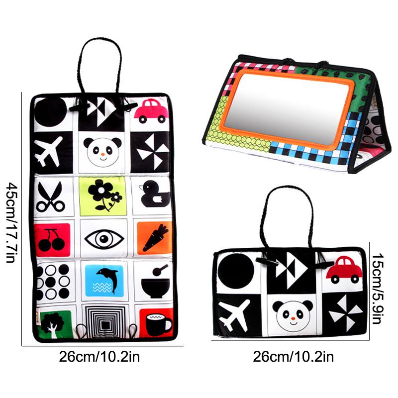 Black And White Newborn Mirror Toys Baby Tummy Time For Babies Montessori Development Crawl High Contrast Activity Sensory Toy