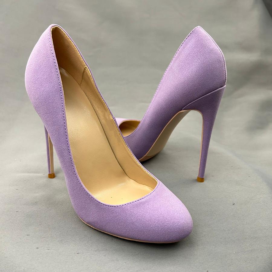 Round Toe Suede Women Pumps Sexy Gradient Stiletto High Heel Shoes 12Cm/10cm Dress Pumps Women Shoes Party Size 33-45