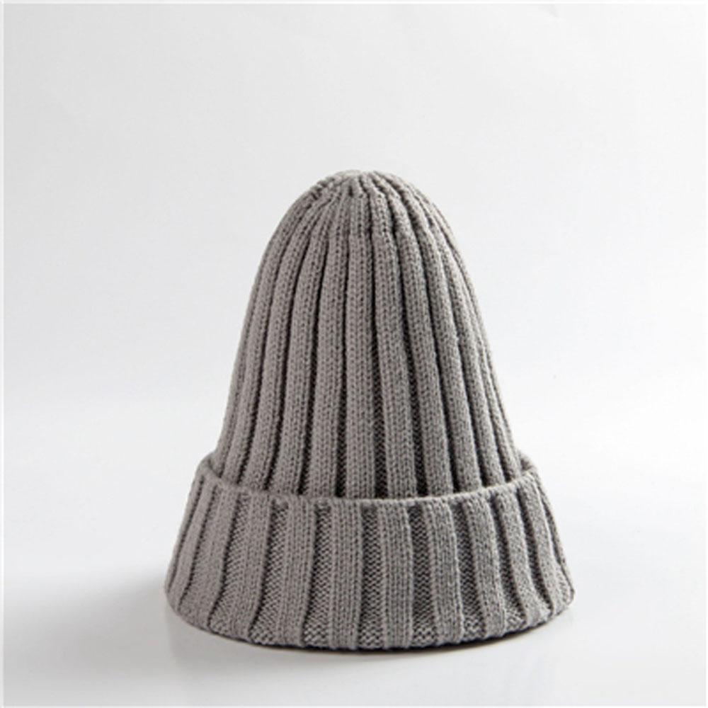 Men and Women  Ear Protection Warm Fitting Hood  Autumn and Winter Hat Trend Knitted  Solid Edge Curl Colored Woolen Beanies