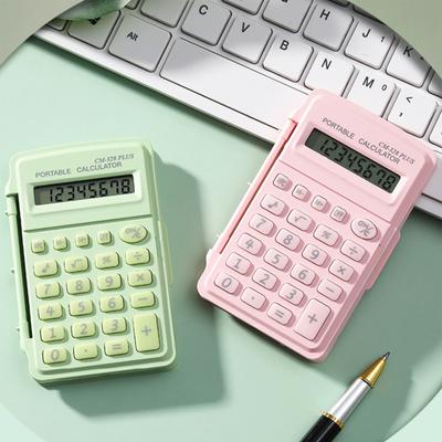 Mini-Rechner mit Klappdeckel, 8 Ziffern, große Tasten, großes LCD-Display, batteriebetrieben, tragbar, für Studenten, Finanzen, Tischrechner, Bürobedarf
