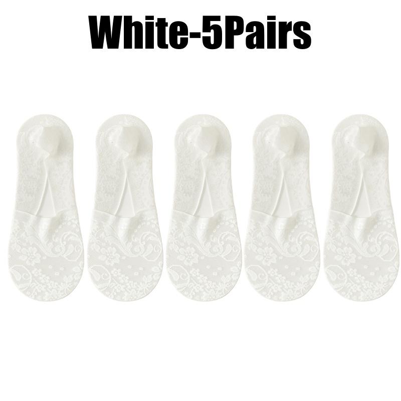 Non Slip Heel Ladies Lace Boat Socks Pure Cotton Breathable Low Cut Invisible Ankle Socks Women Summer Thin Casual Socks