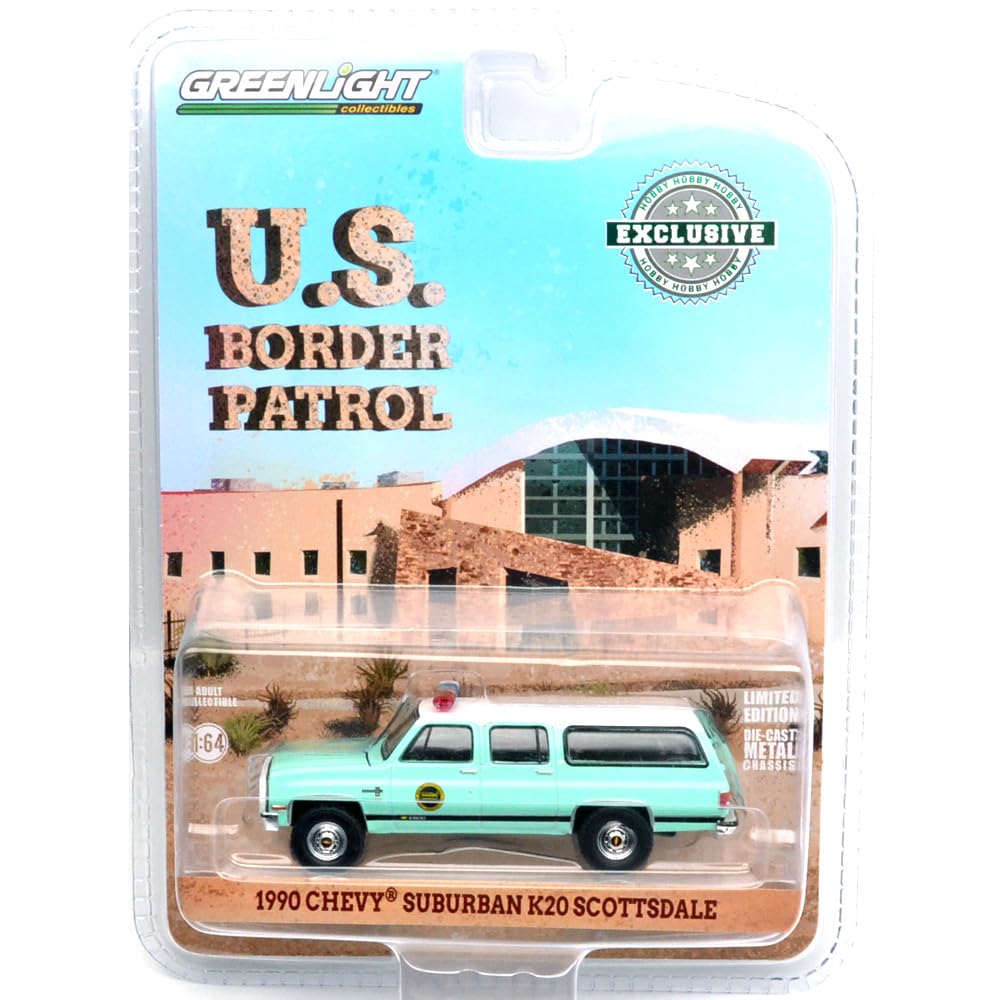 GREENLIGHT 1/64 Scale 1990 Chevy Suburban K20 Scottsdale - U.S. Border Patrol зелёный