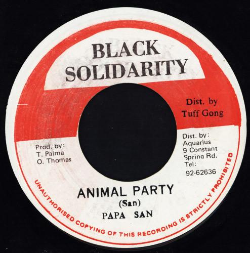 

7-дюймовая пластинка PAPA SAN Animal Party NONE Черный Solidarit Ямайка Регги Ска Даб Б/у