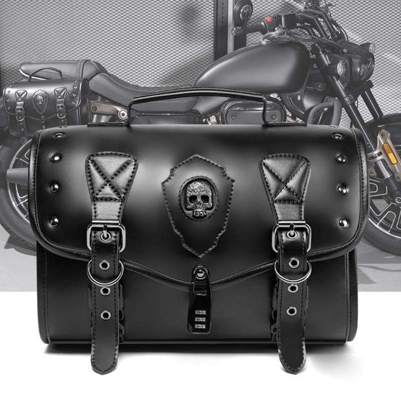 Motorcycle Tool Bag Travel Luggage Storage Bag Punk Style PU Side Bag Over Saddles Bags Motorbike Retro Style Saddlebag