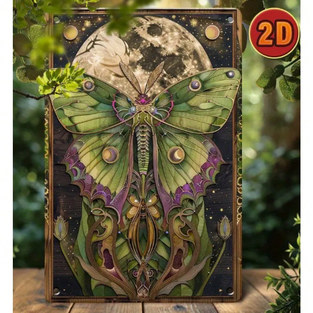 

Vintage Purple Luna Moth Moon Metal Wall Art Aluminum Home Decor 8x12 Inch 20x30