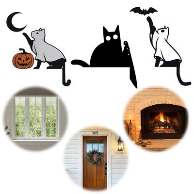 Halloween Cat Door Topper Metal Door Corner Sign Decorative Door Frame Decor Creative Door Right Angle Sign for Home Office