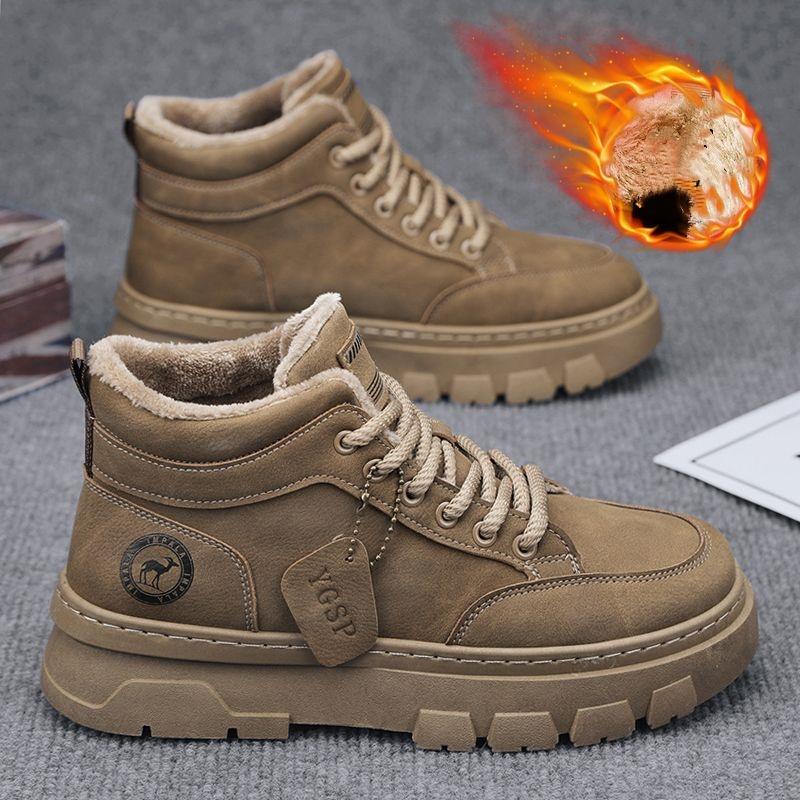 Wintermodelle Plus Samt Warme Herren High-Top Schuhe Outdoor Freizeit Sport Werkzeugschuhe Zwei Baumwollschuhe
