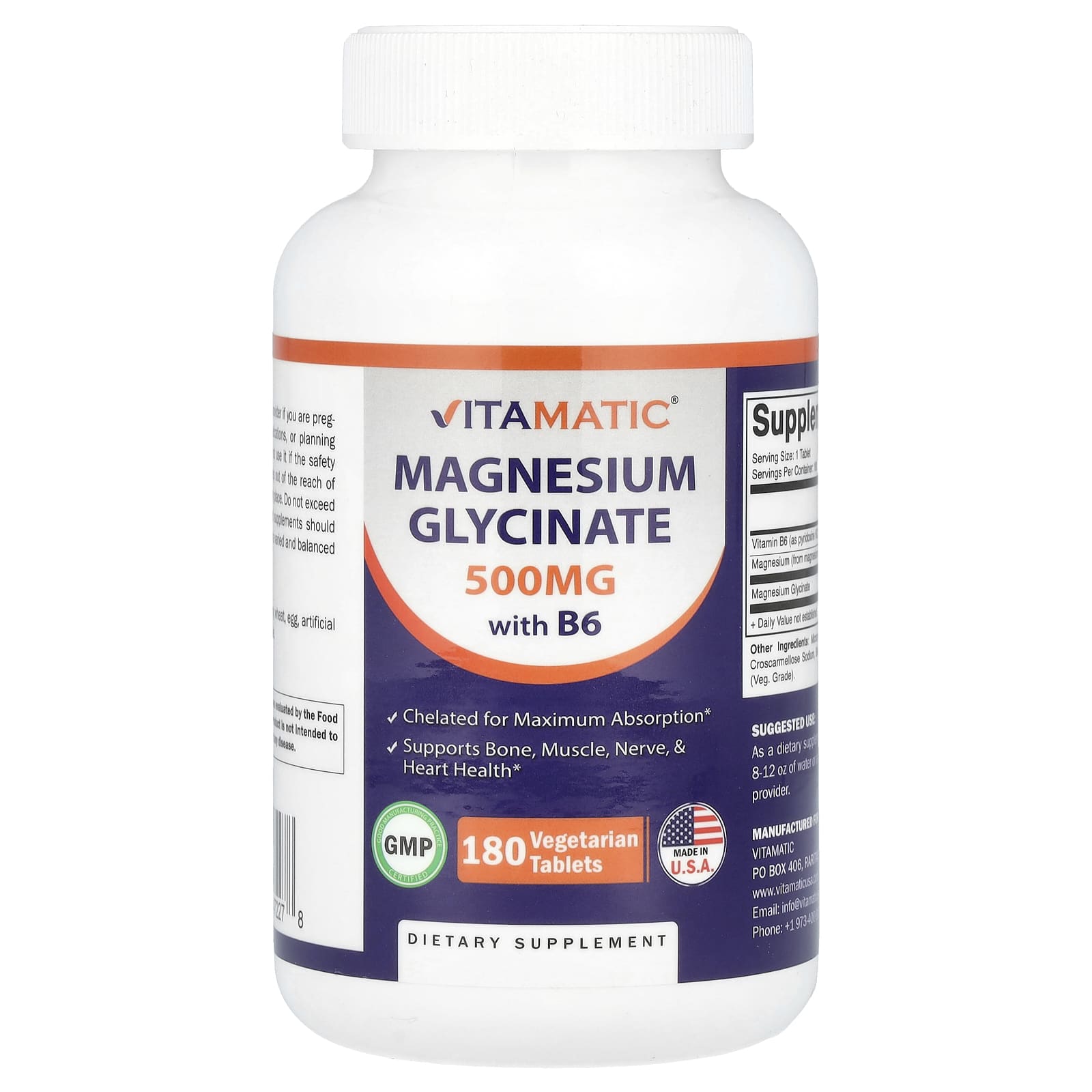 

Contains Glycine Magnesium (B6), Veggie Tablets, 180 Tablets
