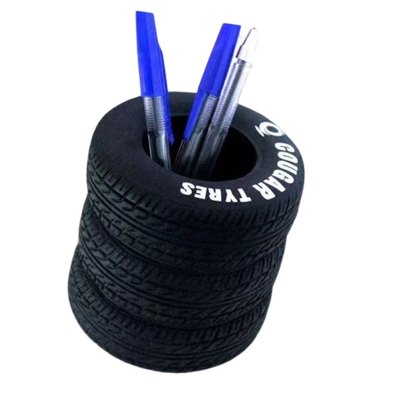 Tire Shape Multifunctional Desktop Organizers for Pens Office Supplies With Rubberized Materials