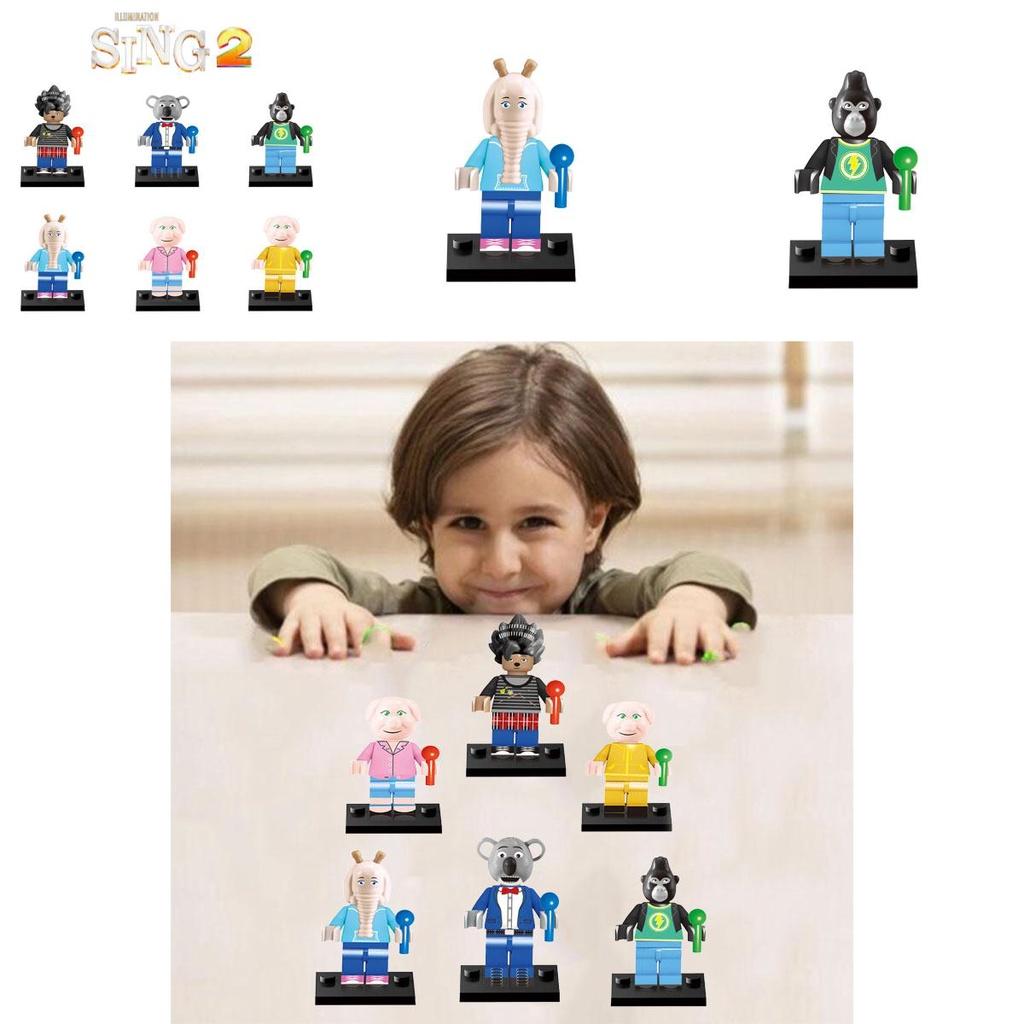 6pcs Sing 2 Building Blocks Figures Rosita Meena Toy Models Birthday Gift