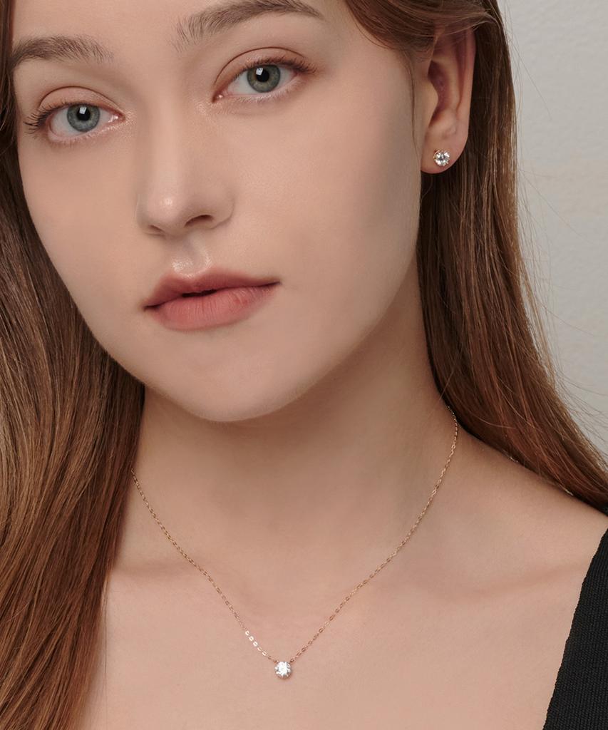 Loveenb [14K Gold] Simple Cubic Point Earrings
