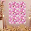 6Pcs Artificial Flower Wall Panels, 15x15In 3D Rose Hydrangea Dahlia Floral Mat, Pink White Faux Flowers for Wedding, Home Decor