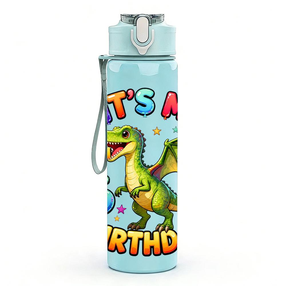 1PC It Is My 6th Birthday Dragon Splash 750ml Color Plastic Water Bottle Leakproof Flip Straw Lid For Sports Office Home Use