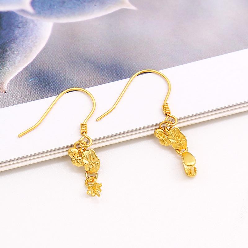 

Серьги-клипсы из стерлингового серебра 925 пробы, золотые, в виде листьев и цветов лотоса, для самостоятельной сборки