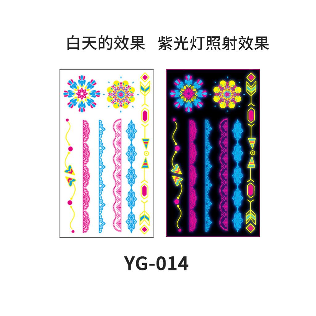 Women's Rave Festival UV Neon Body Face Temporary Tattoos Waterproof Fluorescence Fluorescent Fluorescent Tattoo Stickers 20