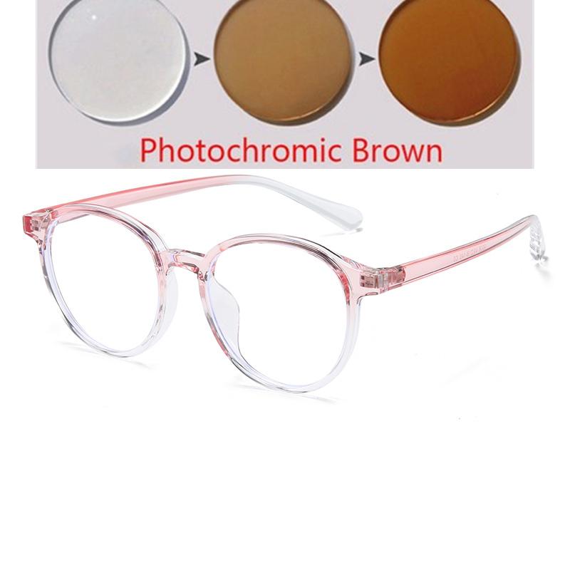 Transparent Blue Frame Blue Light Blocking Round Minus Diopter Glasses Prescription 0 To -6 0