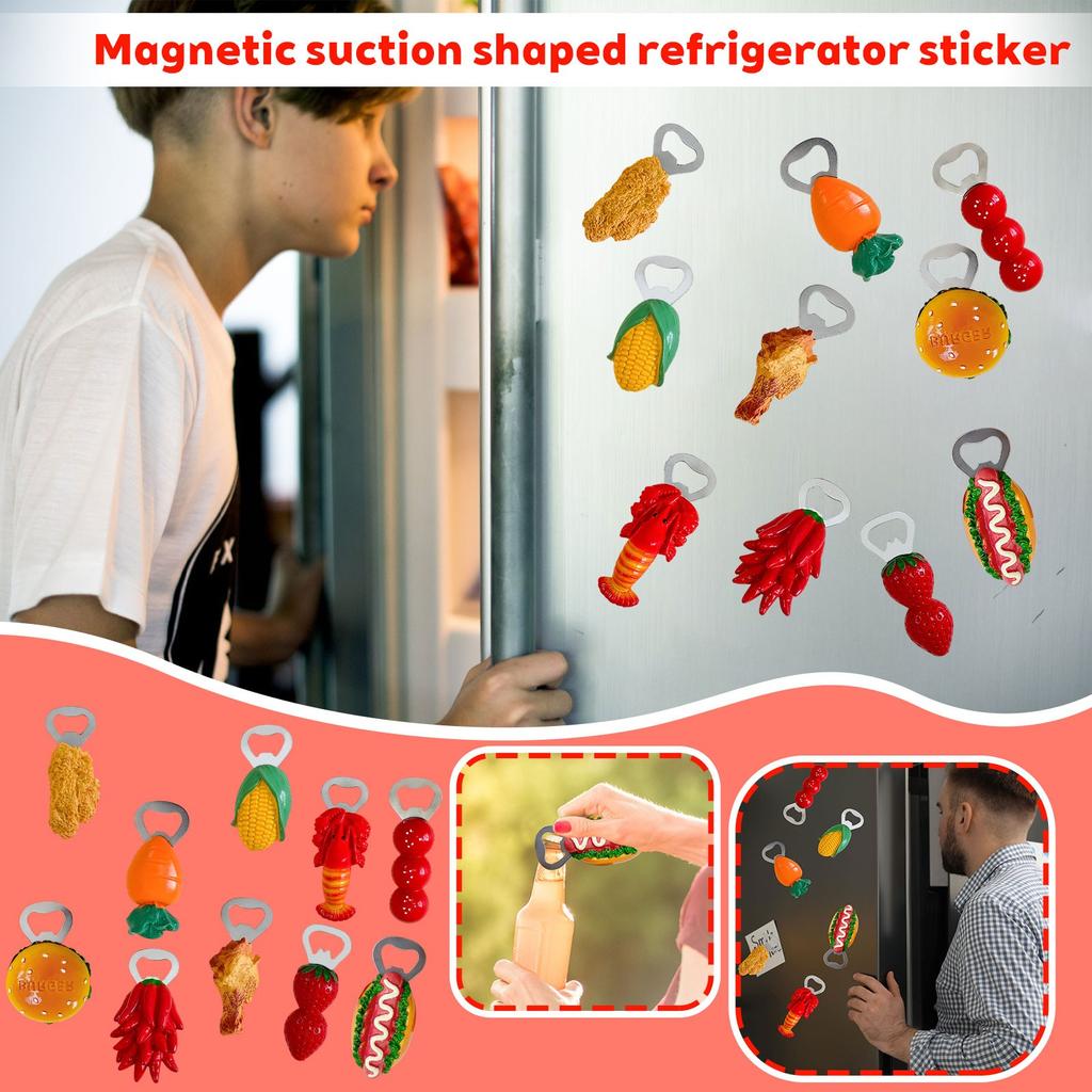 Bottle Opener, Fridge Magnet, Cute Decorative Magnet, Personality Creative Three-dimensional Magnet